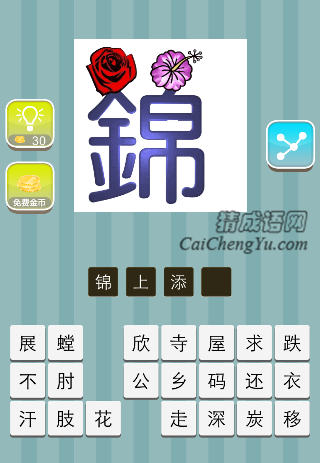 锦字上面两朵花是什么成语