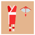 疯狂猜图一套红色的衣服红色的扇子毛笔_人物角
